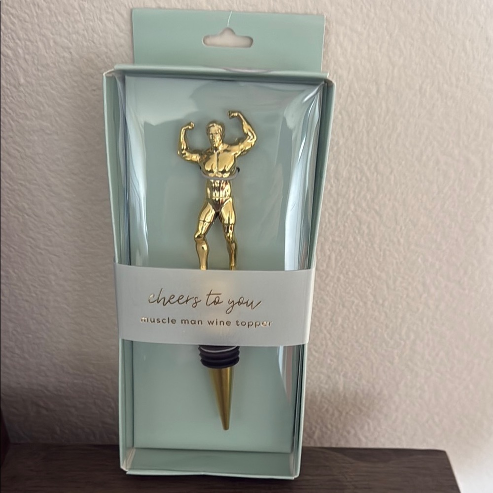 Gold Muscle Man Wine Topper